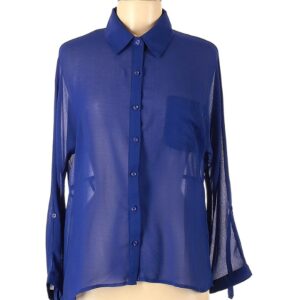 Women Polyester Faisca Blue Long Sleeve Blouse